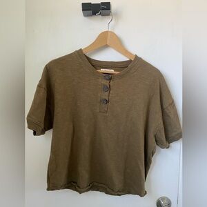 Madewell Olive Green Short Sleeve Henley Tee